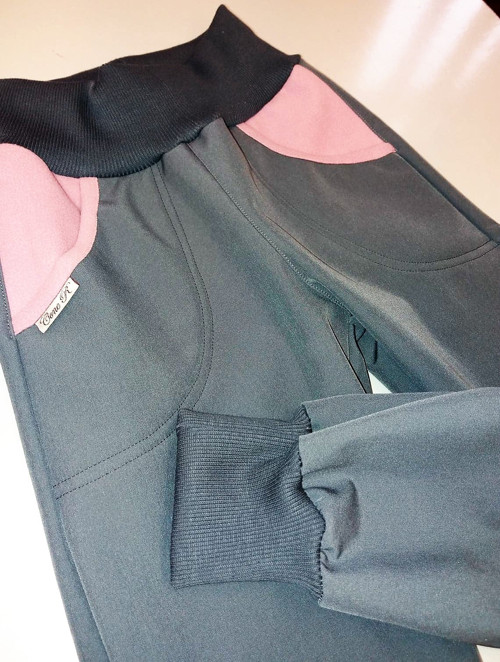 Softshellové kalhoty vel. 116 " Duo šedo-růž " — foto 1