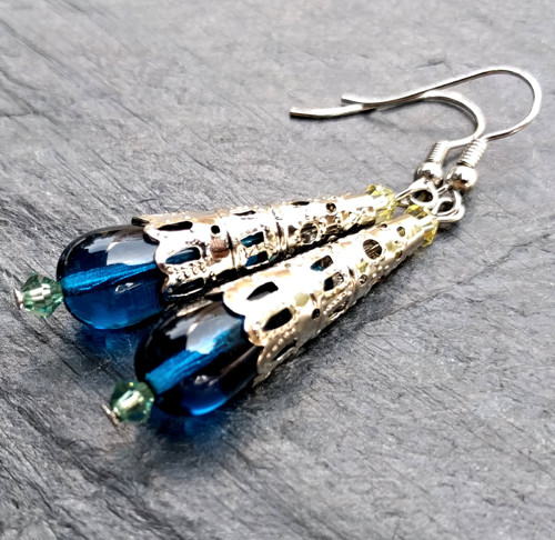Náušnice s filigrány a Swarovski, VÝPRODEJ!!!