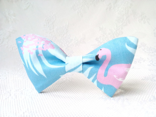 Flamingos woman bow tie (blue)