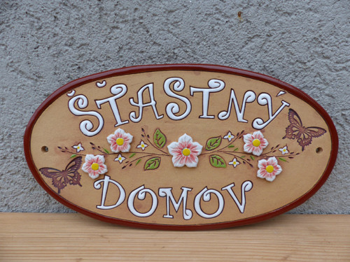 Keramická cedule ,,Šťastný domov" - růže/ na obj.