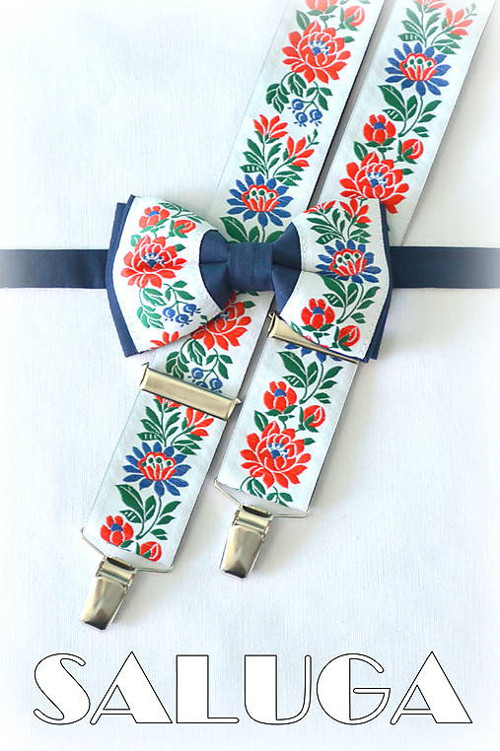 Folkový folklorní set motýlek + šle — foto 1