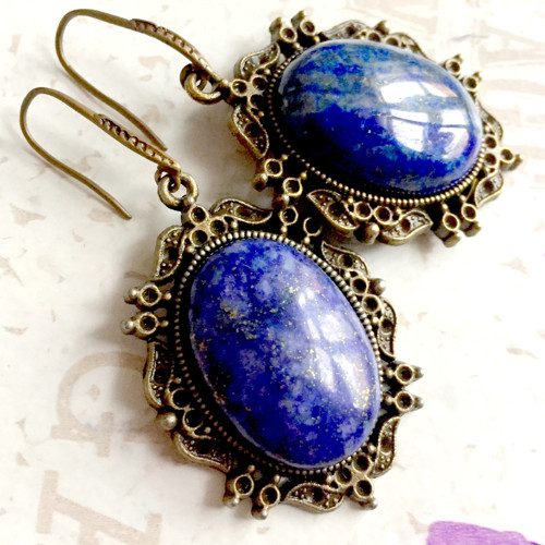 Naušnice s lapisem lazuli bronz /1302