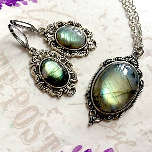 Starostříbrný set šperků s labradoritem /1320
