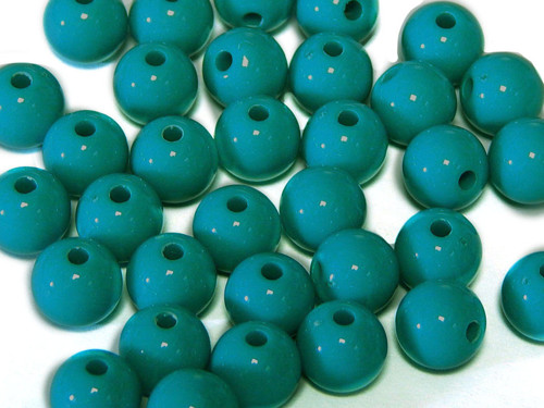 Plastové korálky, balení, 8mm, barva tyrkys zelená