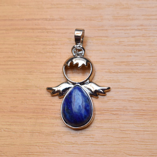 Anděl s lapisem lazuli - 34x25mm - starostříbro