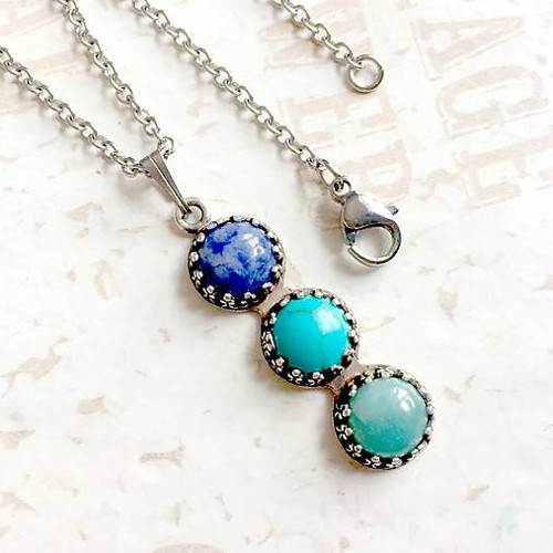Vintage náhrdelník larimar, tyrkenit,sodalit /1332