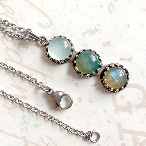 Vintage trio chalcedon, achát, labradorit /1340