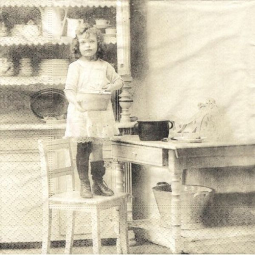Ubrousek na decoupage Malá kuchařka vintage, 1ks