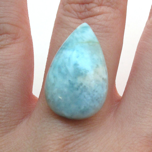 Kabošon larimar kapka 23,1mm — foto 1