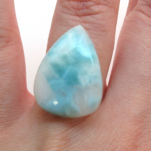 Kabošon larimar kapka 23,6mm — foto 1