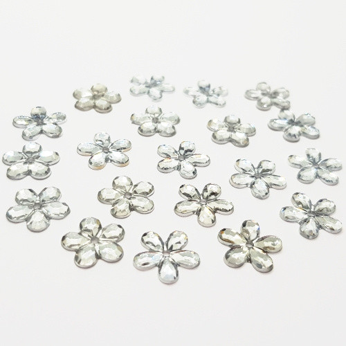Našívací kytičky, stříbrná, 11 mm (20ks)