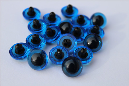 Modré přišívací oči - 12 mm, 1 pár