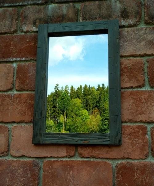 Zrcadlo v dřevěném rámu 55x70cm - styl Shabby chic