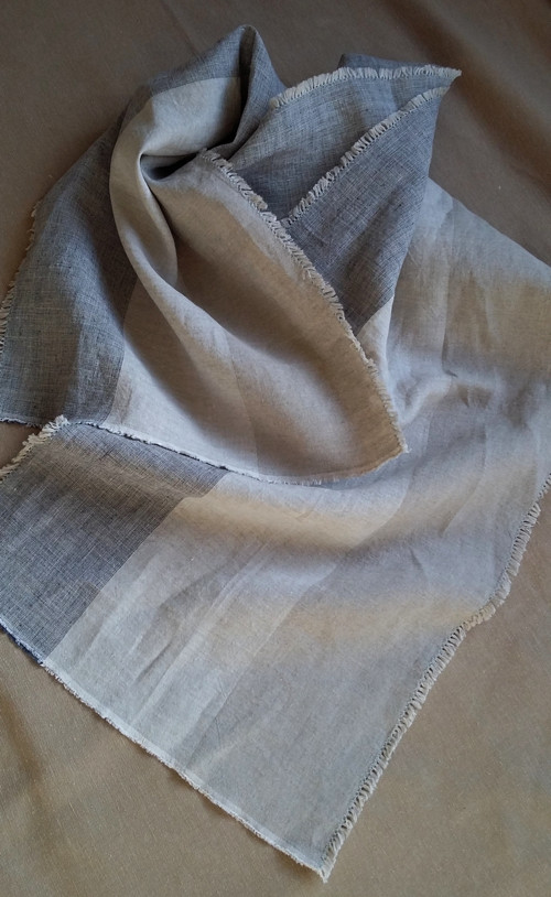 Linen line No.1 - lněná šála modrobílorežná — foto 1