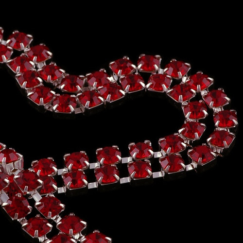 Štrasový řetěz siam ruby stříbrný — foto 1