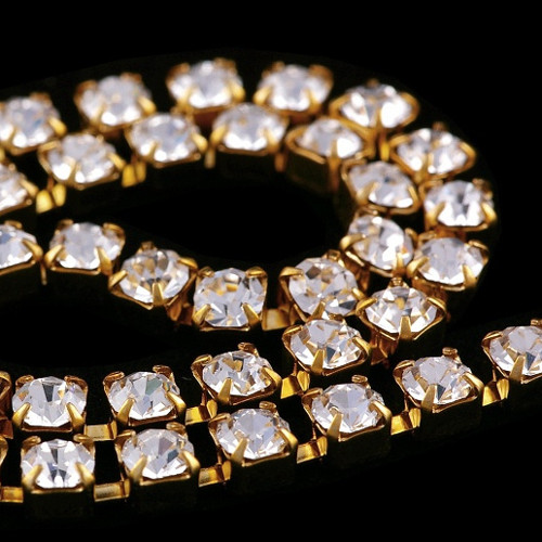 Štrasový řetěz crystal zlatý