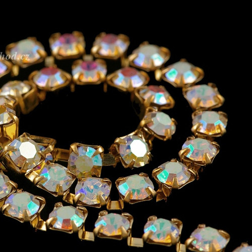 Štrasový řetěz crystal AB zlatý