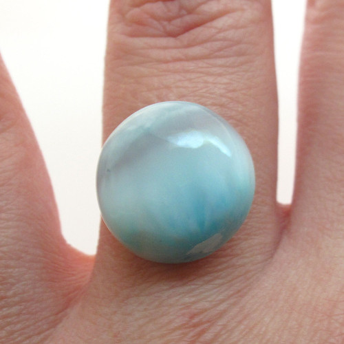 Kabošon larimar kruh 15,2mm — foto 1