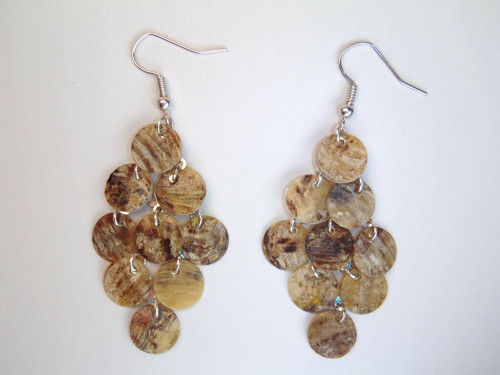 Náušnice Šupinky - béžovohnědé