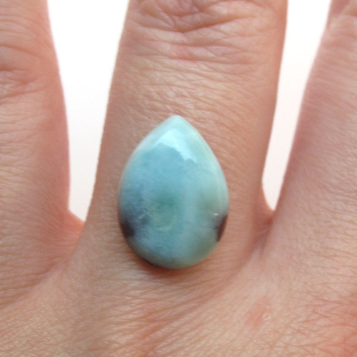 Kabošon larimar kapka 15,1mm — foto 1