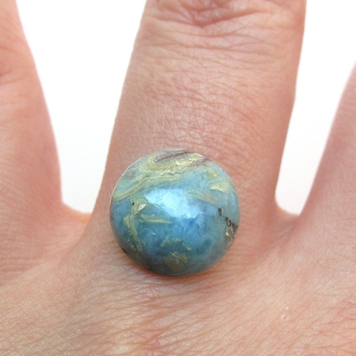 Kabošon larimar kruh 12,3mm — foto 1