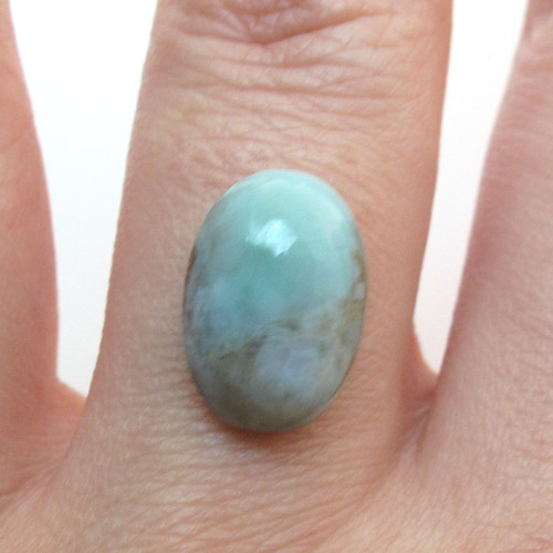 Kabošon larimar ovál 13,6mm REZERVACE — foto 1