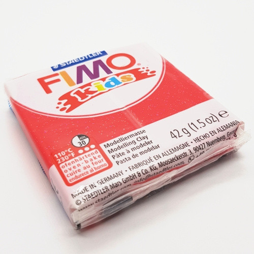 FIMO, červená se třpytkama, 42g
