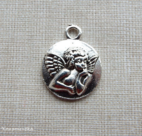 Přívěšek andělíčka na penízku 19,5x13mm 1kus