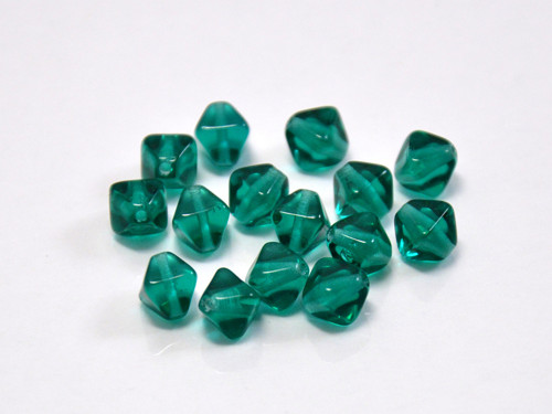 Mačkané korálky Lucerna, emerald / 25 ks