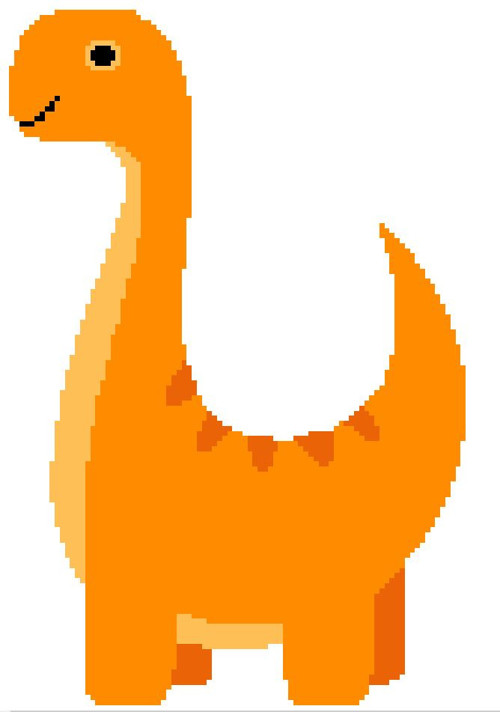 Předloha na vyšívání - Oranžový dinosaurus