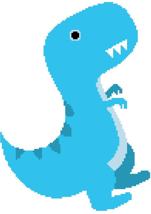 Předloha na vyšívání - Modrý dinosaurus