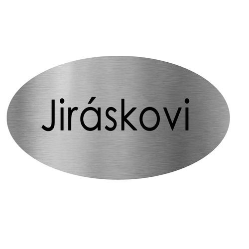 Cedulka matně sříbrná 9x5cm ovál, libovolný nápis