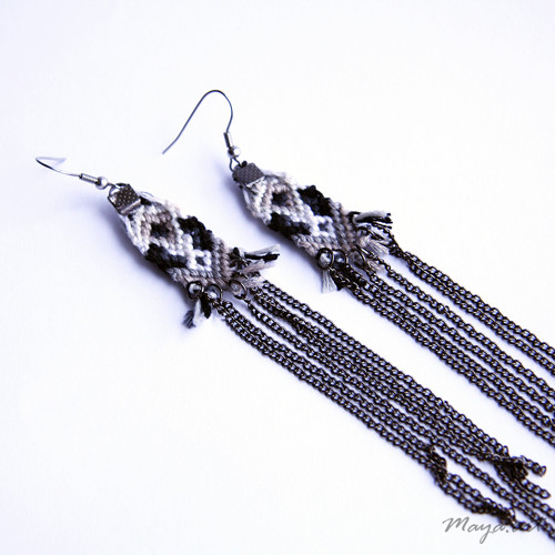 Hnědobéžové náušnice MACRAMÉ EARRINGS