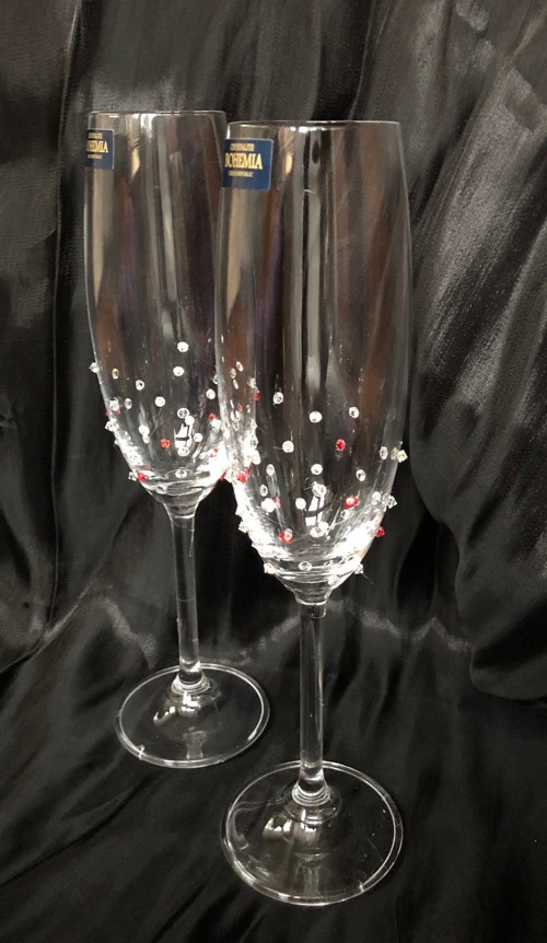 Sklenice na šampaňské/sekt s kamínky