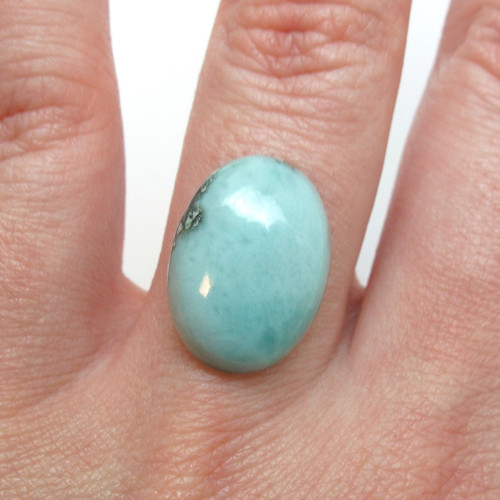 Kabošon larimar ovál 17,9mm — foto 1