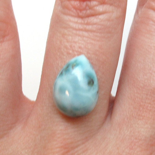 Kabošon larimar kapka 13,8mm — foto 1