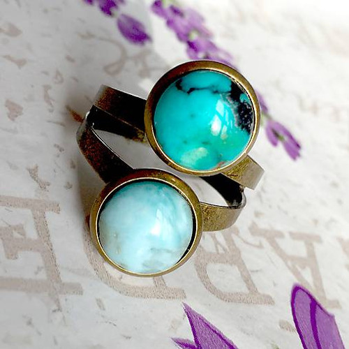 Prsten Harmónia minerálov - tyrkys a larimar /1463