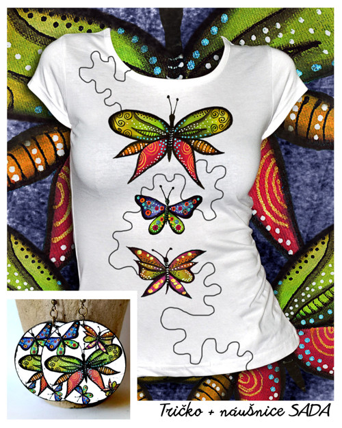Tričko Butterfly + náušnice - sada — foto 1