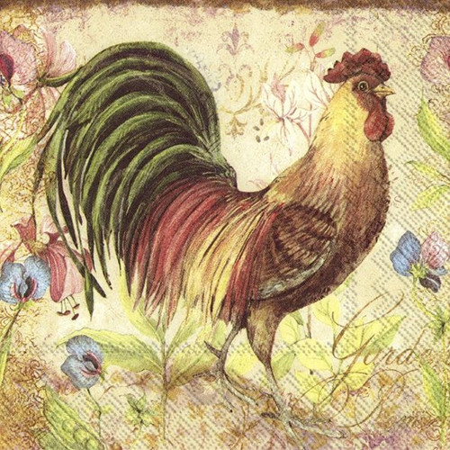 Ubrousek na decoupage Kohoutek, 1ks