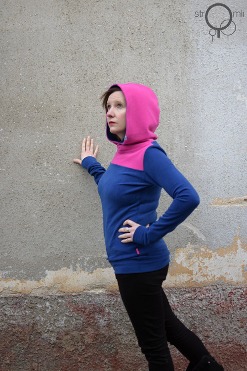 Modro-růžová fleecová mikina, vel. L — foto 1