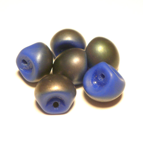 8ks Korálky Houbičky 9mm Cobalt Blue matte Celsian