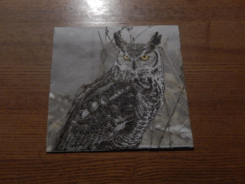 Ubrousek na decoupage - výr
