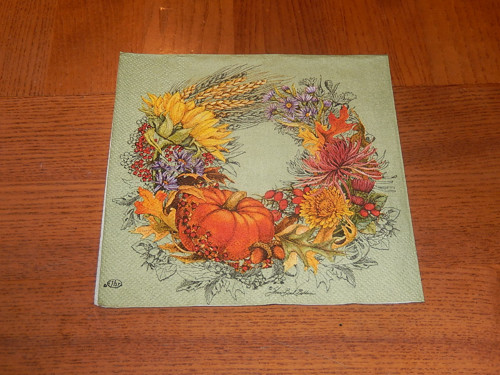 Ubrousek na decoupage - podzimní věnec