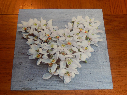 Ubrousek na decoupage - sněženkové srdce