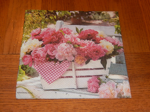 Ubrousky na decoupage - růžové v košíku