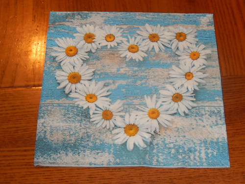 Ubrousek na decoupage - kopretinové srdce