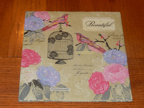 Ubrousek na decoupage - ptáček a růže — foto 1