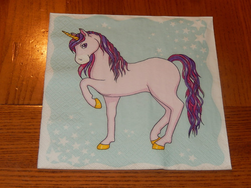 Ubrousek na decoupage - jednorožec