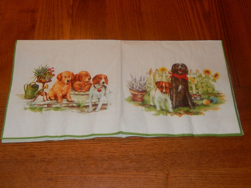 Ubrousek na decoupage - malovaní pejsci