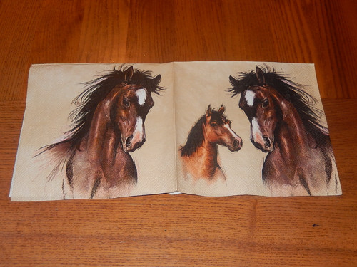 Ubrousek na decoupage - koňské hlavy